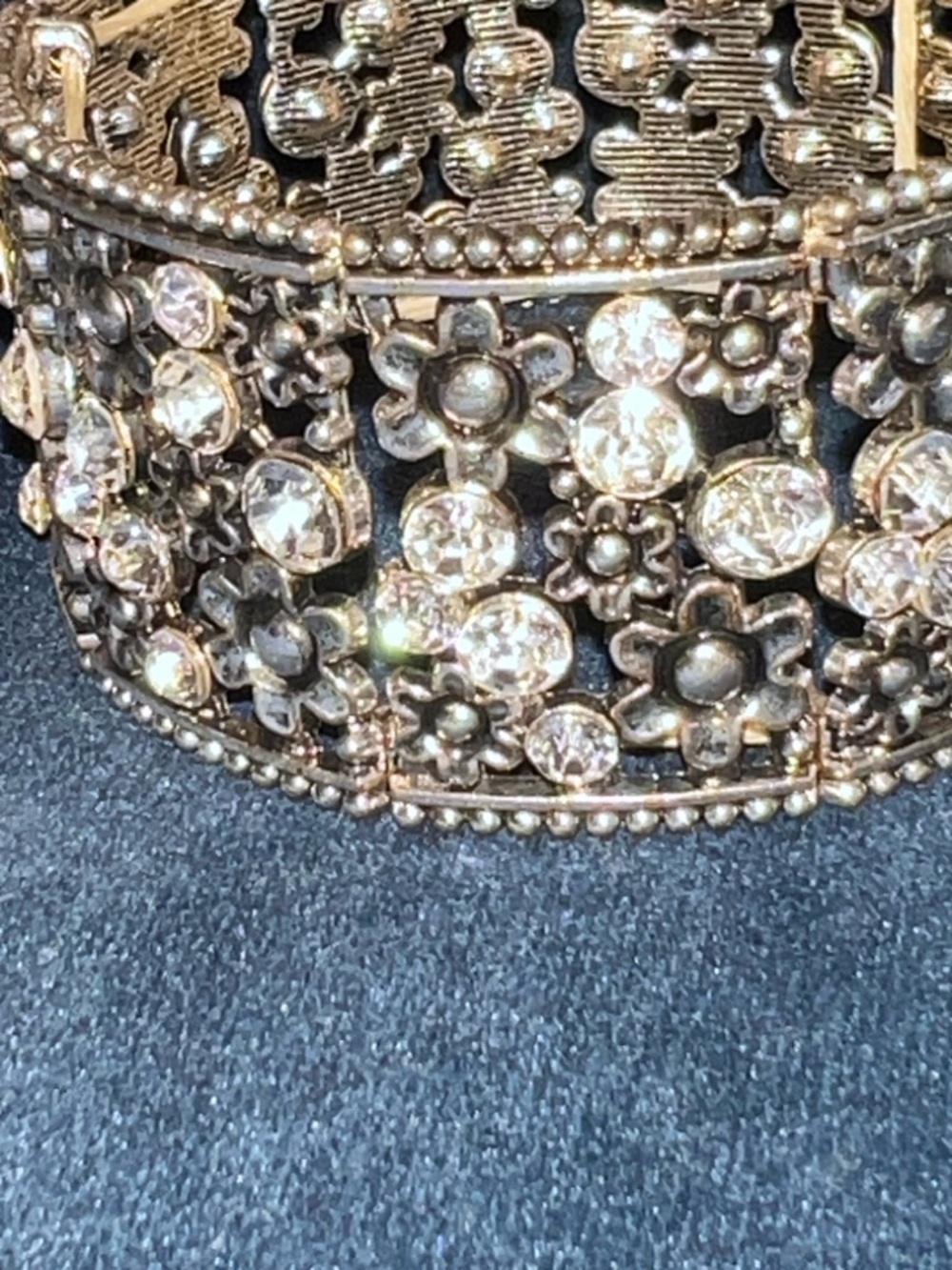 Crystal Flower Silver-Tone Stretch Cuff Bracelet - Picture 2 of 5